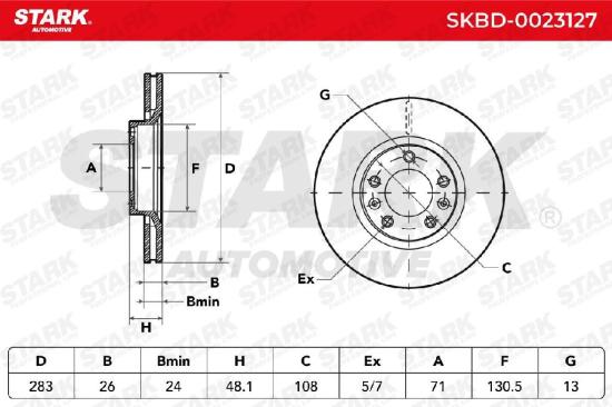 STARK SKBD-0023127 2x Bremsscheiben Vorne Ø283mm Belüftet 00004249L3 4246F6 Bild STARK SKBD-0023127 2x Bremsscheiben Vorne Ø283mm Belüftet 00004249L3 4246F6