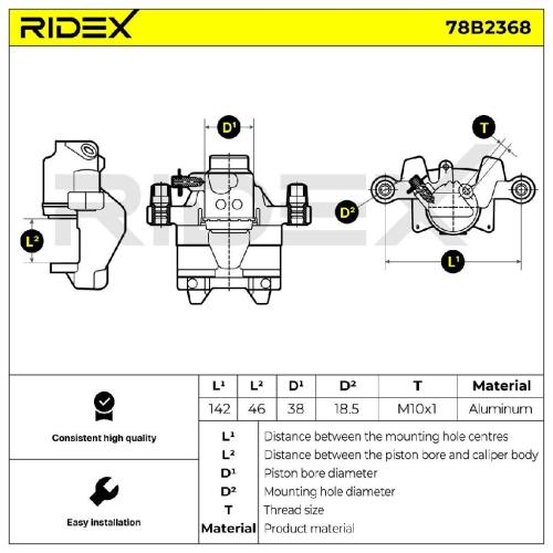 RIDEX 78B2368 Bremssattel Bremszange Hinten rechts passend für MERCEDES-BENZ für Bild RIDEX 78B2368 Bremssattel Bremszange Hinten rechts passend für MERCEDES-BENZ für
