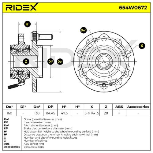 RIDEX 654W0672 Radlagersatz pro 1 Rad Vorne beidseitig für SSANGYONG REXTON W Bild RIDEX 654W0672 Radlagersatz pro 1 Rad Vorne beidseitig für SSANGYONG REXTON W