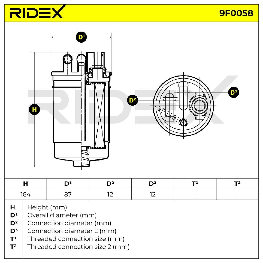 RIDEX 9F0058 Kraftstofffilter Diesel Filter Line Filter Filter Cartridge
