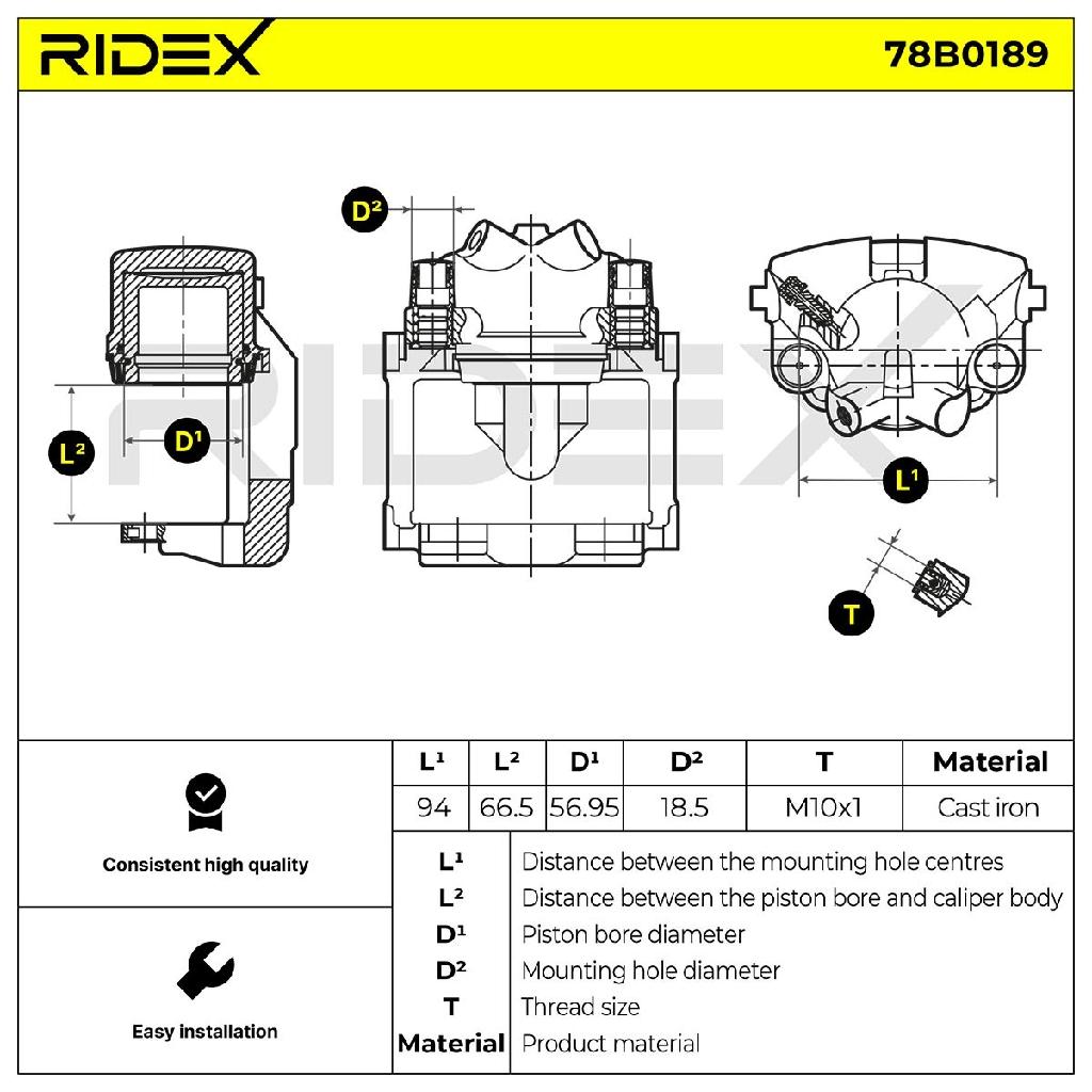 RIDEX 78B0189 Bremssattel Bremszange Vorne rechts für BMW 3 Limousine (E46)