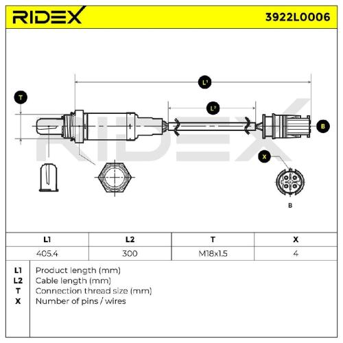 RIDEX 3922L0006 Lambdasonde Oxygen O2 Sensor Beheizt für BMW 5 Limousine (E39) Bild RIDEX 3922L0006 Lambdasonde Oxygen O2 Sensor Beheizt für BMW 5 Limousine (E39)