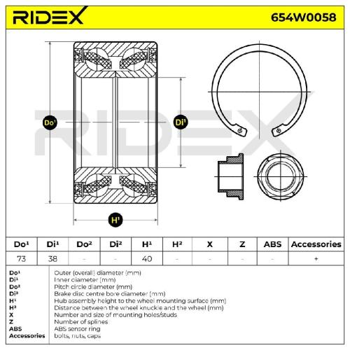 RIDEX 654W0058 Radlagersatz pro 1 Rad Vorne beidseitig für HONDA 44300SR3015 Bild RIDEX 654W0058 Radlagersatz pro 1 Rad Vorne beidseitig für HONDA 44300SR3015