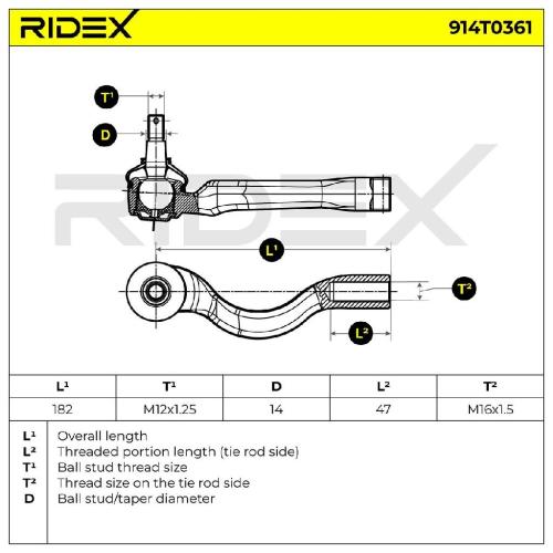 RIDEX Spurstangenkopf vorne Traggelenk 16x1,5 FM16x1.5mm 914T0361 für MITSUBISHI Bild RIDEX Spurstangenkopf vorne Traggelenk 16x1,5 FM16x1.5mm 914T0361 für MITSUBISHI