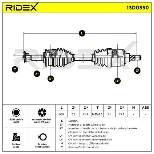 RIDEX Antriebswelle Achswelle Vorderachse/Vorne links für NISSAN MICRA II Bild RIDEX Antriebswelle Achswelle Vorderachse/Vorne links für NISSAN MICRA II