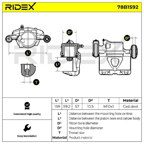 RIDEX 78B1592 Bremssattel Bremszange Vorne rechts für MITSUBISHI PAJERO I für Bild RIDEX 78B1592 Bremssattel Bremszange Vorne rechts für MITSUBISHI PAJERO I für
