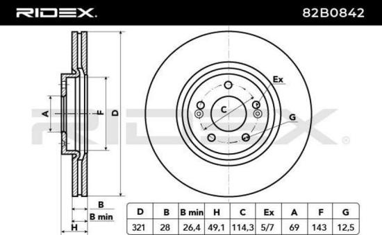 RIDEX 82B0842 2x Bremsscheiben Vorne Ø321mm Belüftet für KIA SORENTO I (JC) Bild RIDEX 82B0842 2x Bremsscheiben Vorne Ø321mm Belüftet für KIA SORENTO I (JC)