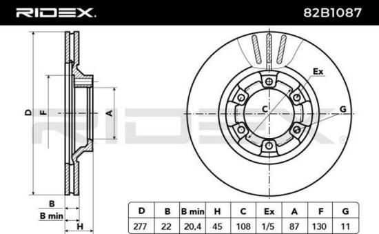 RIDEX 82B1087 1x Bremsscheibe Vorne Ø278mm Belüftet für MITSUBISHI PAJERO II Bild RIDEX 82B1087 1x Bremsscheibe Vorne Ø278mm Belüftet für MITSUBISHI PAJERO II