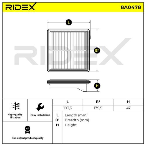 RIDEX 8A0478 Motor Luftfilter Umluftfilter für HONDA CIVIC VIII Stufenheck Bild RIDEX 8A0478 Motor Luftfilter Umluftfilter für HONDA CIVIC VIII Stufenheck