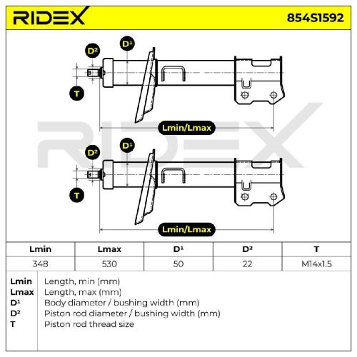RIDEX 854S1592 2x Stoßdämpfer Federbein Gasdruck Vorne für OPEL ZAFIRA B (A05) Bild RIDEX 854S1592 2x Stoßdämpfer Federbein Gasdruck Vorne für OPEL ZAFIRA B (A05)