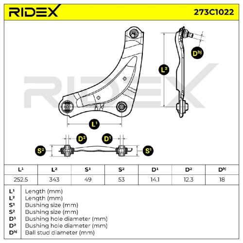 RIDEX 273C1022 Lenker Radaufhängung Querlenker Front links für NISSAN JUKE (F15) Bild RIDEX 273C1022 Lenker Radaufhängung Querlenker Front links für NISSAN JUKE (F15)