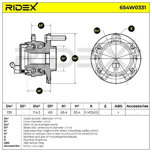 RIDEX 654W0331 Radlagersatz pro 1 Rad Hinten für KIA SORENTO III 517502B100 Bild RIDEX 654W0331 Radlagersatz pro 1 Rad Hinten für KIA SORENTO III 517502B100