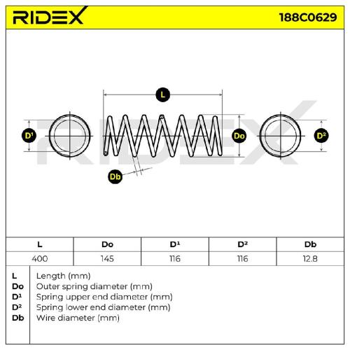 RIDEX 188C0629 2x Federn Fahrwerksfedern Vorne für BMW 5 Limousine (E34) Bild RIDEX 188C0629 2x Federn Fahrwerksfedern Vorne für BMW 5 Limousine (E34)