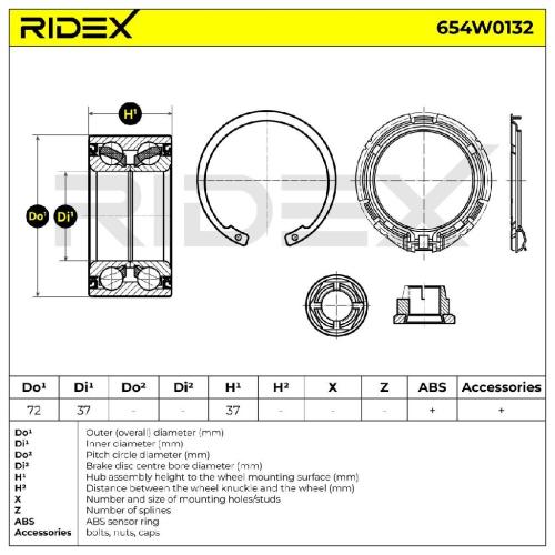 RIDEX 654W0132 Radlagersatz pro 1 Rad Vorne beidseitig für RENAULT 7700422361 Bild RIDEX 654W0132 Radlagersatz pro 1 Rad Vorne beidseitig für RENAULT 7700422361