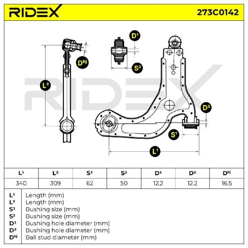 RIDEX 273C0142 Lenker Radaufhängung Querlenker Front für FORD 1003585 1009596 Bild RIDEX 273C0142 Lenker Radaufhängung Querlenker Front für FORD 1003585 1009596