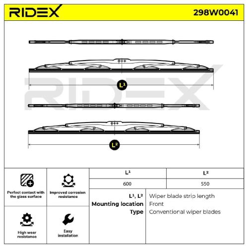 RIDEX Scheibenwischer Satz Wischerblätter Satz ohne Spoiler Vorne Länge 1: 600mm Bild RIDEX Scheibenwischer Satz Wischerblätter Satz ohne Spoiler Vorne Länge 1: 600mm