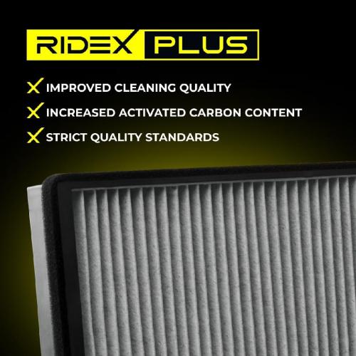 RIDEX PLUS 424I0002P Innenraumfilter Pollenfilter Aktivkohlefilter Höhe: 57 Bild RIDEX PLUS 424I0002P Innenraumfilter Pollenfilter Aktivkohlefilter Höhe: 57