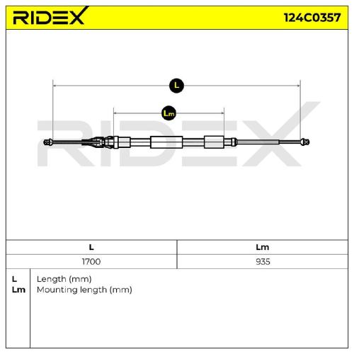 RIDEX Handbremsseil Hinten für CITROËN C3 I Schrägheck (FC, FN) Bild RIDEX Handbremsseil Hinten für CITROËN C3 I Schrägheck (FC, FN)