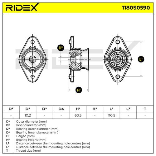 RIDEX 1180S0590 Federbeinstützlager ohne Lager Hinten für HYUNDAI ix35 Bild RIDEX 1180S0590 Federbeinstützlager ohne Lager Hinten für HYUNDAI ix35