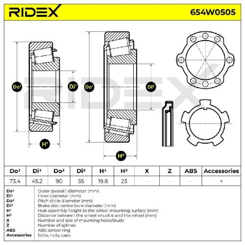 RIDEX 654W0505 Radlagersatz pro 1 Rad Vorne für TOYOTA LAND CRUISER 4352160011 Bild RIDEX 654W0505 Radlagersatz pro 1 Rad Vorne für TOYOTA LAND CRUISER 4352160011
