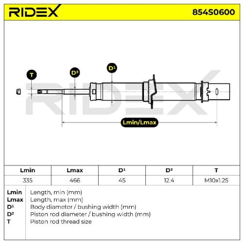 RIDEX 854S0600 1x Stoßdämpfer Gasdruck Vorne für HONDA Accord VII Tourer Bild RIDEX 854S0600 1x Stoßdämpfer Gasdruck Vorne für HONDA Accord VII Tourer