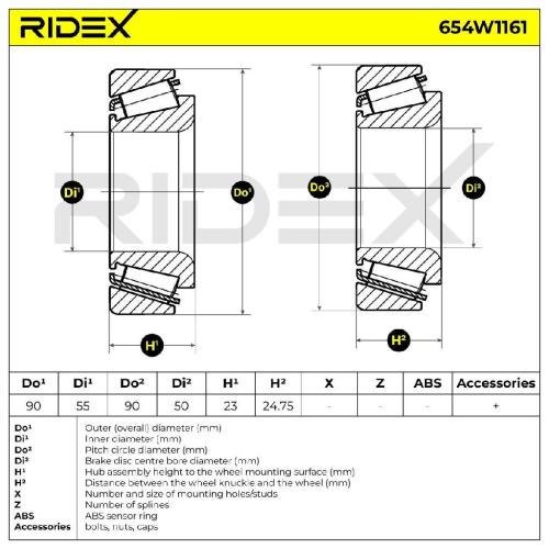 RIDEX 654W1161 Radlagersatz pro 1 Rad Hinten beidseitig 6324800600 15920 Bild RIDEX 654W1161 Radlagersatz pro 1 Rad Hinten beidseitig 6324800600 15920