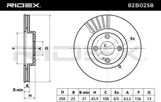 RIDEX 82B0258 2x Bremsscheiben Vorne Ø257,8mm Belüftet für FORD 1523795 Bild RIDEX 82B0258 2x Bremsscheiben Vorne Ø257,8mm Belüftet für FORD 1523795