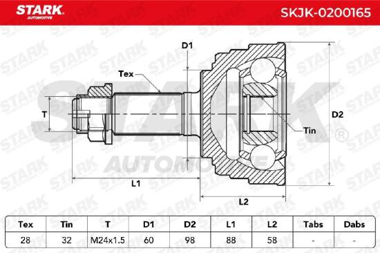 STARK SKJK-0200165 Gelenksatz Antriebswelle Achswelle radseitig für HONDA Bild STARK SKJK-0200165 Gelenksatz Antriebswelle Achswelle radseitig für HONDA