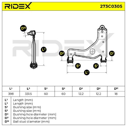 RIDEX 273C0305 Lenker Radaufhängung Querlenker Front links für OPEL ZAFIRA B Bild RIDEX 273C0305 Lenker Radaufhängung Querlenker Front links für OPEL ZAFIRA B