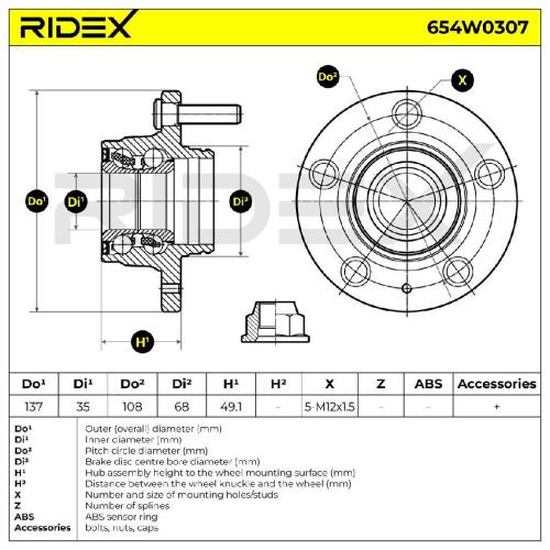 RIDEX 654W0307 Radlagersatz pro 1 Rad Vorne beidseitig für VOLVO 940 II Kombi Bild RIDEX 654W0307 Radlagersatz pro 1 Rad Vorne beidseitig für VOLVO 940 II Kombi
