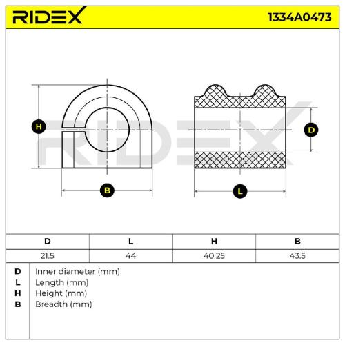 RIDEX 1334A0473 Stabilisatorlager Gummilager Lagerung Vorne für KIA Picanto (SA) Bild RIDEX 1334A0473 Stabilisatorlager Gummilager Lagerung Vorne für KIA Picanto (SA)