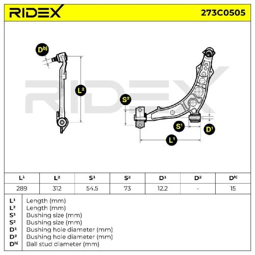 RIDEX 273C0505 Lenker Radaufhängung Querlenker Front für FIAT BARCHETTA (183) Bild RIDEX 273C0505 Lenker Radaufhängung Querlenker Front für FIAT BARCHETTA (183)