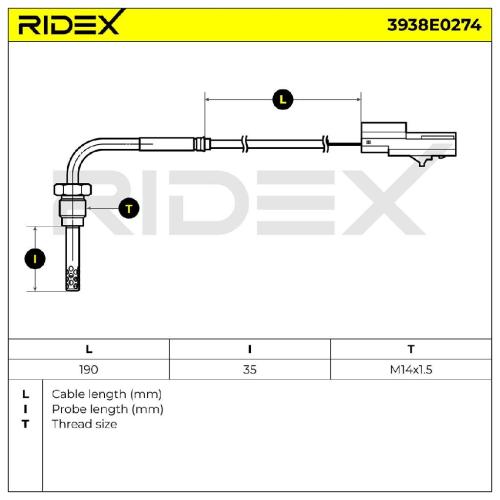 RIDEX 3938E0274 Abgastemperatursensor 2-Polig für JEEP COMPASS (MK49) Bild RIDEX 3938E0274 Abgastemperatursensor 2-Polig für JEEP COMPASS (MK49)