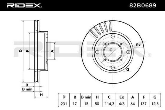 RIDEX 82B0689 2x Bremsscheiben Vorne Ø231,2mm Belüftet für SUBARU JUSTY III Bild RIDEX 82B0689 2x Bremsscheiben Vorne Ø231,2mm Belüftet für SUBARU JUSTY III