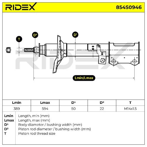 RIDEX 854S0946 1x Stoßdämpfer Federbein Gasdruck Hinten rechts für TOYOTA Bild RIDEX 854S0946 1x Stoßdämpfer Federbein Gasdruck Hinten rechts für TOYOTA