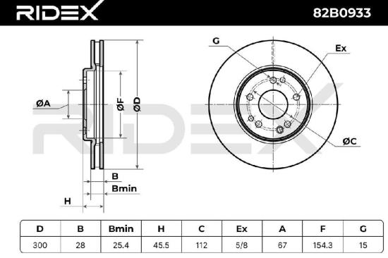 RIDEX 82B0933 2x Bremsscheiben Vorne Ø300mm Belüftet A124421261264 Bild RIDEX 82B0933 2x Bremsscheiben Vorne Ø300mm Belüftet A124421261264