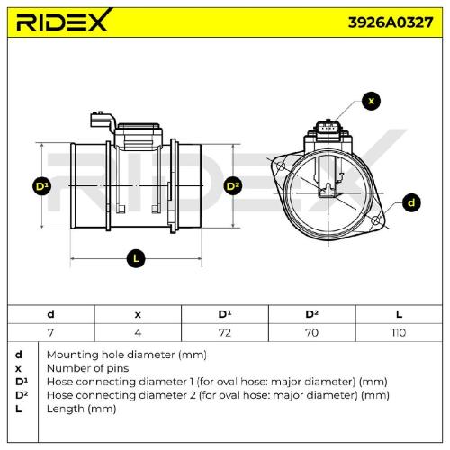RIDEX 3926A0327 Luftmassenmesser/Luftmengenmesser LMM mit Gehäuse für NISSAN Bild RIDEX 3926A0327 Luftmassenmesser/Luftmengenmesser LMM mit Gehäuse für NISSAN