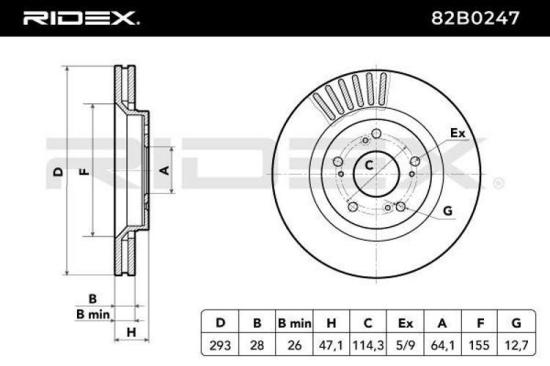 RIDEX 82B0247 2x Bremsscheiben Vorne Ø293mm Belüftet für HONDA CR-V III Bild RIDEX 82B0247 2x Bremsscheiben Vorne Ø293mm Belüftet für HONDA CR-V III