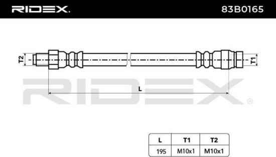 RIDEX Bremsschlauch 83B0165 VORNE HINTEN BREMSSCHLÄUCHE Länge: 195mm Bild RIDEX Bremsschlauch 83B0165 VORNE HINTEN BREMSSCHLÄUCHE Länge: 195mm