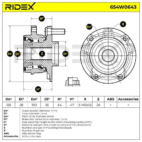 RIDEX 654W0643 Radlagersatz pro 1 Rad Vorne für TOYOTA Auris Kombi (E18) Bild RIDEX 654W0643 Radlagersatz pro 1 Rad Vorne für TOYOTA Auris Kombi (E18)