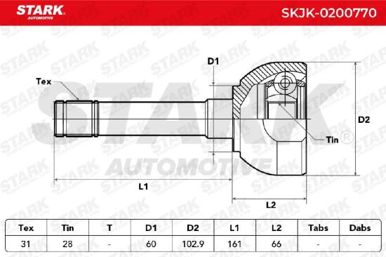 STARK SKJK-0200770 Gelenksatz Antriebswelle Achswelle Vorne radseitig für NISSAN Bild STARK SKJK-0200770 Gelenksatz Antriebswelle Achswelle Vorne radseitig für NISSAN