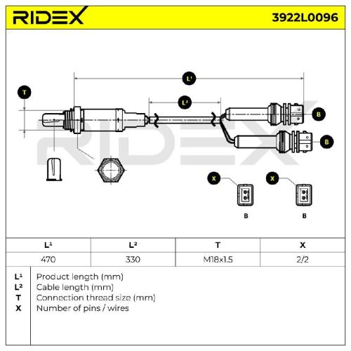 RIDEX 3922L0096 Lambdasonde Oxygen O2 Sensor Beheizt passend für PEUGEOT Bild RIDEX 3922L0096 Lambdasonde Oxygen O2 Sensor Beheizt passend für PEUGEOT