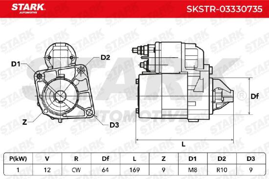 STARK Motor Starter/Anlasser 1kW für FIAT PANDA (169) 500 (312) GRANDE PUNTO Bild STARK Motor Starter/Anlasser 1kW für FIAT PANDA (169) 500 (312) GRANDE PUNTO