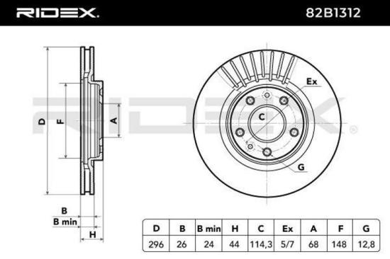 RIDEX 82B1312 2x Bremsscheiben Vorne Ø296mm innenbelüftet für NISSAN Bild RIDEX 82B1312 2x Bremsscheiben Vorne Ø296mm innenbelüftet für NISSAN