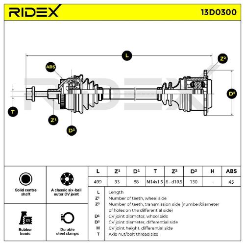 RIDEX Antriebswelle Achswelle Vorne links rechts für VW PASSAT Variant (3B6) Bild RIDEX Antriebswelle Achswelle Vorne links rechts für VW PASSAT Variant (3B6)