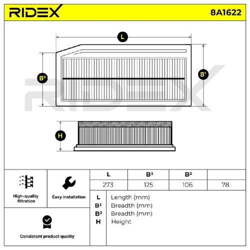 RIDEX 8A1622 Motor Luftfilter Filtereinsatz mit Vorfilter für DACIA DUSTER Bild RIDEX 8A1622 Motor Luftfilter Filtereinsatz mit Vorfilter für DACIA DUSTER