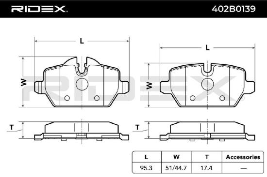 RIDEX Bremsbelagsatz Bremsbeläge Hinten für BMW 3 Touring (E91) 3 Limousine Bild RIDEX Bremsbelagsatz Bremsbeläge Hinten für BMW 3 Touring (E91) 3 Limousine