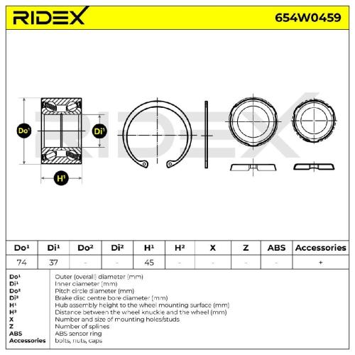 RIDEX 654W0459 Radlagersatz pro 1 Rad Hinten für BMW 5 Limousine (E34) Bild RIDEX 654W0459 Radlagersatz pro 1 Rad Hinten für BMW 5 Limousine (E34)
