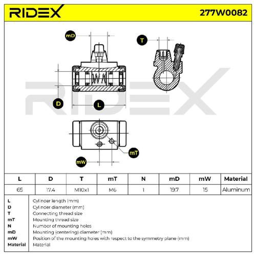 RIDEX 277W0082 1x Radbremszylinder Trommelbremse Radzylinder Hinten beidseitig Bild RIDEX 277W0082 1x Radbremszylinder Trommelbremse Radzylinder Hinten beidseitig