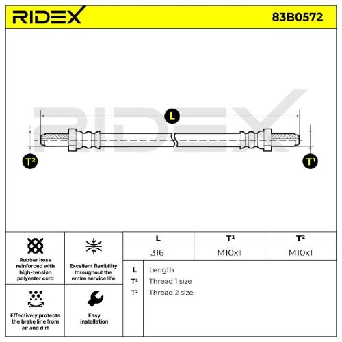 RIDEX Bremsschlauch 83B0572 HINTEN BREMSSCHLÄUCHE für SAAB 900 I Combi Coupe Bild RIDEX Bremsschlauch 83B0572 HINTEN BREMSSCHLÄUCHE für SAAB 900 I Combi Coupe